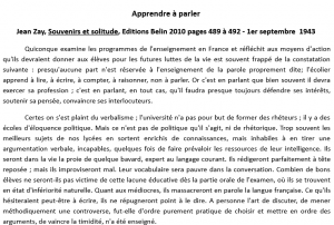 Apprendre à parler. Ce que préconisait Jean Zay dans « Souvenirs et solitude »